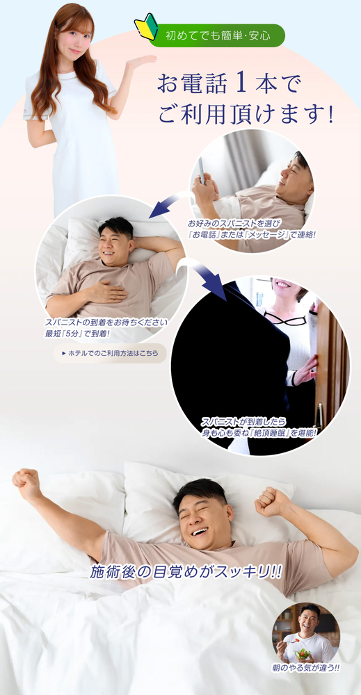 初めてでも簡単・安心 : ぐっすり山田 大阪店(天王寺発/風俗性感＆ヘッドスパ)のフォト(写真)